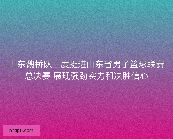 山东魏桥队三度挺进山东省男子篮球联赛总决赛 展现强劲实力和决胜信心