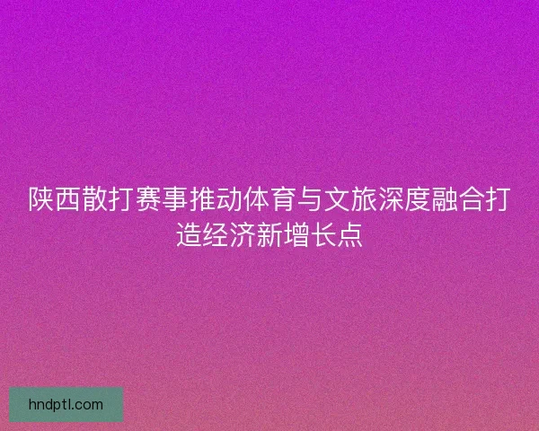 陕西散打赛事推动体育与文旅深度融合打造经济新增长点